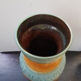 Old West Germany vase brown & green ceramic 70s vintage