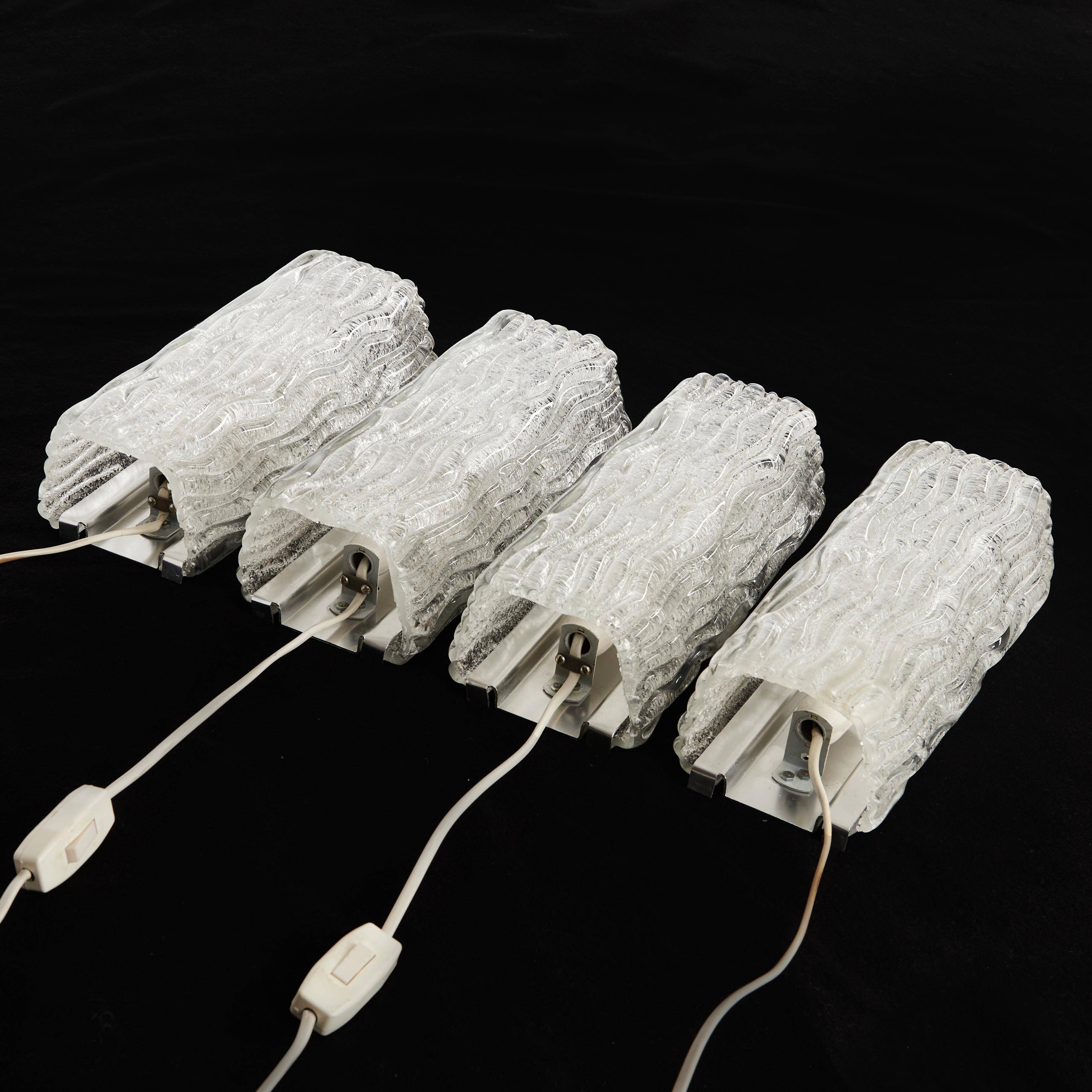 Frosted glass wall light by Orrefors, mid-century modern, Sweden 1960.