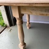 Refurbished vintage farmhouse dining table in solid raw oak wood