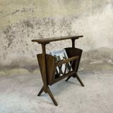 Wooden vintage magazine rack, shelf