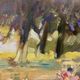 Vintage mid century swedish framed oil painting - garden party