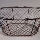 Duo of aged metal mesh baskets