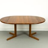 Danish Round Teak Dining Table with Extensions, 1970s