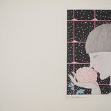 Georges Lepape: Art Deco, young woman with a rose, original signed engraving