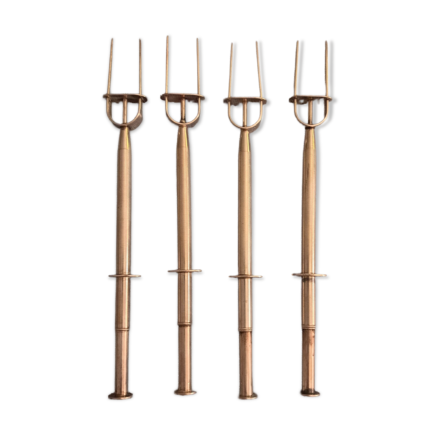 4 silver cocktail forks
