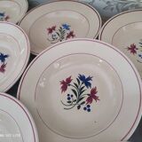 Set of 12 hollow plates 30s earthenware K&G Lunéville model Denise