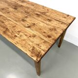 Large XXL farmhouse table in solid pine with 1950s tapered legs.