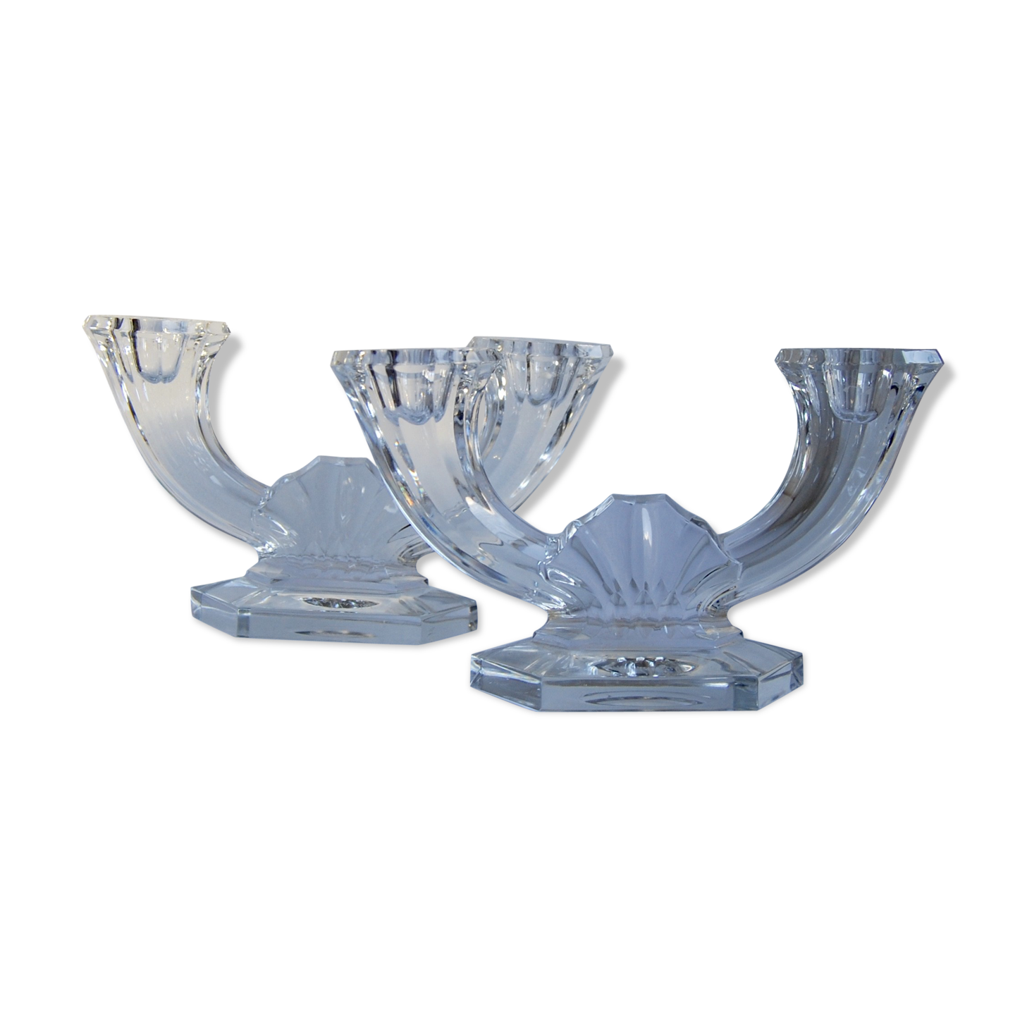 Pair of 50s crystal candlesticks