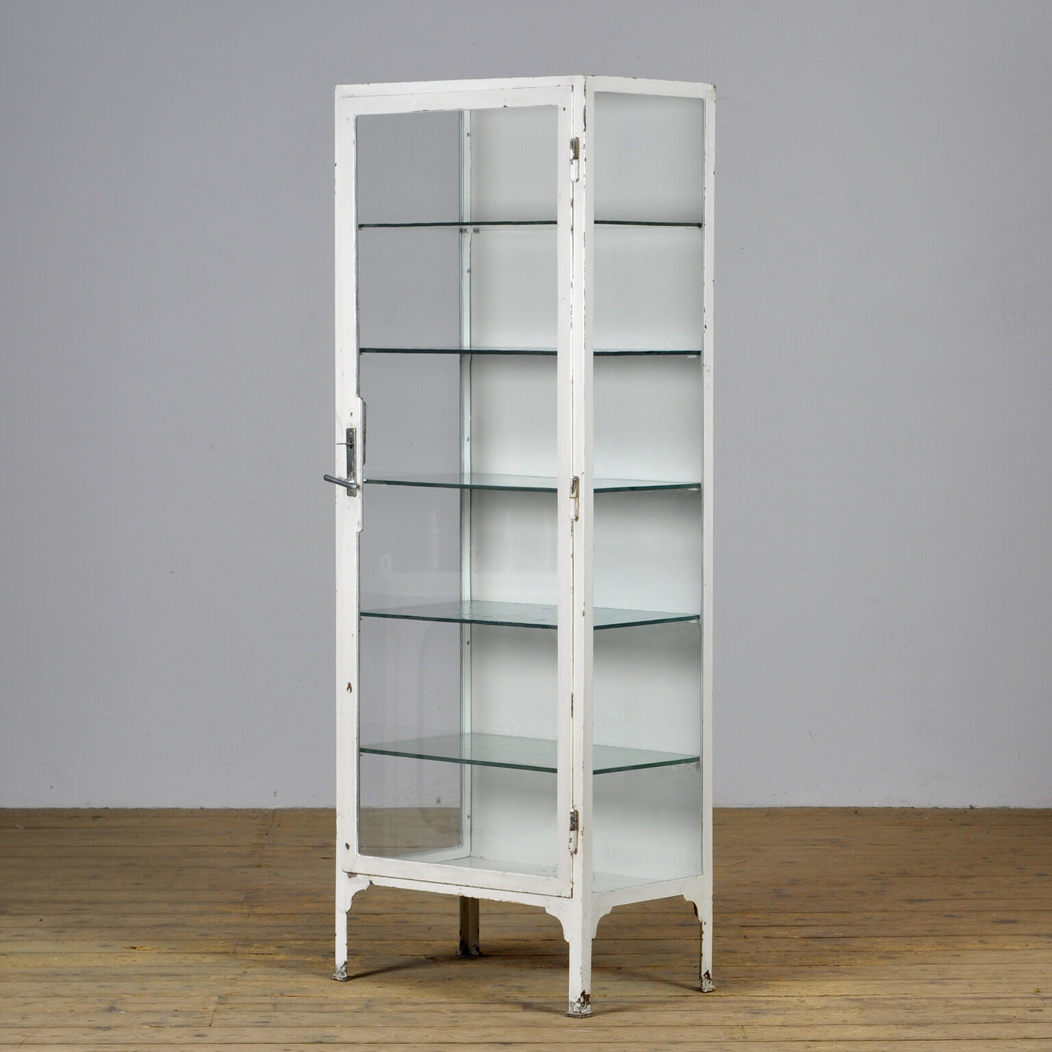 Iron and glass medical display cabinet 1930s