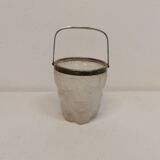 Old, vintage and super delicious ice bucket in frosted glass with stain silver/metal ring and handle