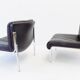 Eurochair set of 2 black leather lounge chairs by Girsberger