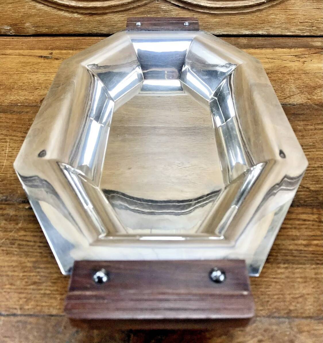 Bannette basket bread basket Art Deco silver metal Rosewood Christofle Alfenide