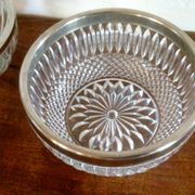 Dishes and ramekins chiseled glass and silver metal