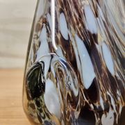 Vintage Murano glass vase, amber/white speckled finger vase