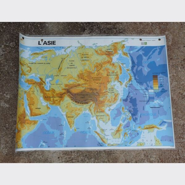 Carte scolaire poster vintage Asie édition MDI / ancienne carte / carte scolaire/ Magic'Puce