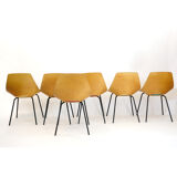Pierre Guariche set of 6 Tonneau chairs, Steiner, 1960.