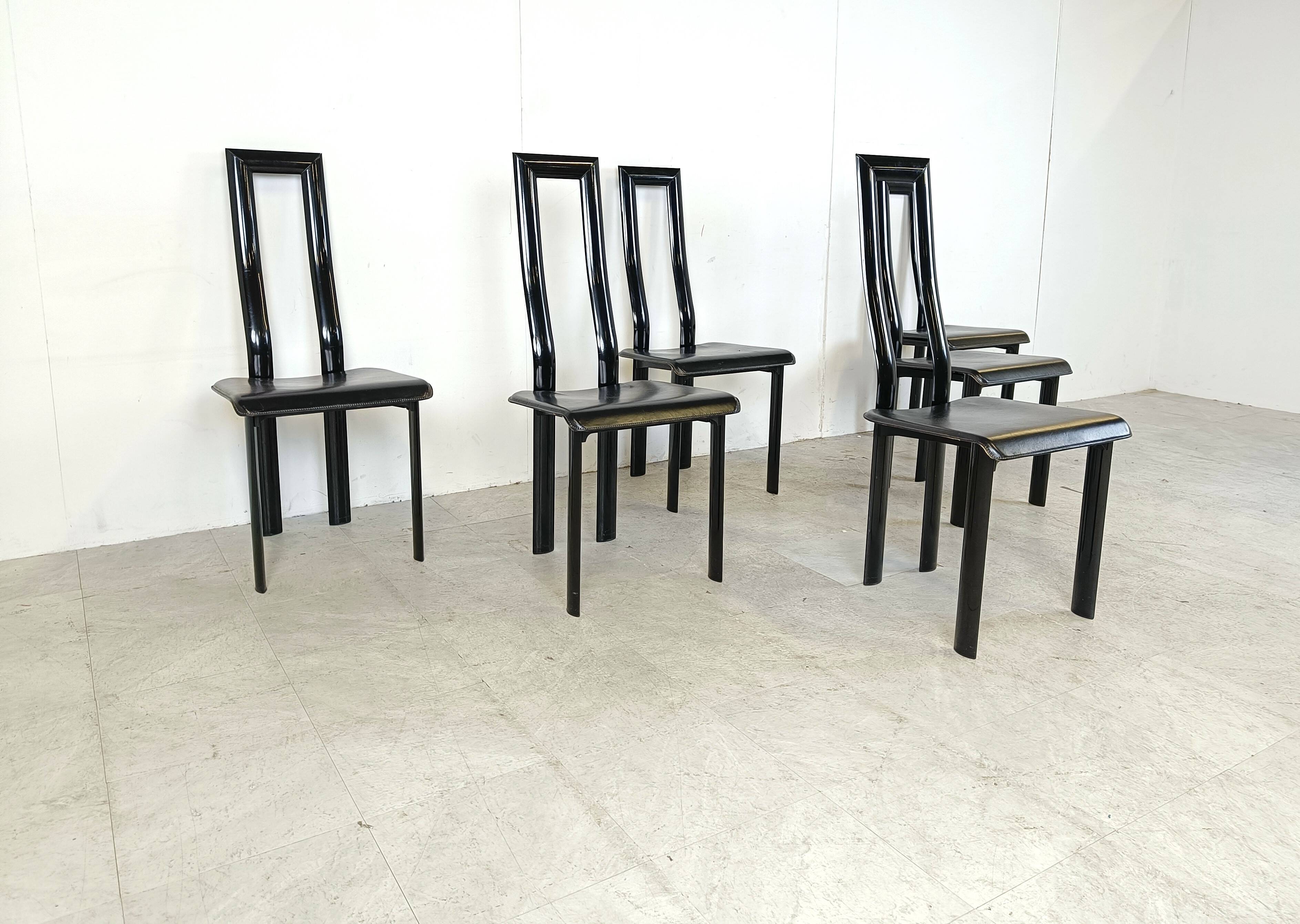 Italian Model Regia Dining Chairs by Antonello Mosca for Ycami, 1980s, Set of 6