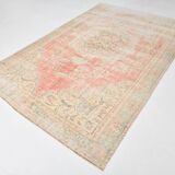 6x10 Peach Red Turkish Vintage Rug, 194x294Cm