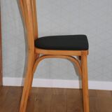 4 BAUMANN N°12 chairs in black skai and light beech