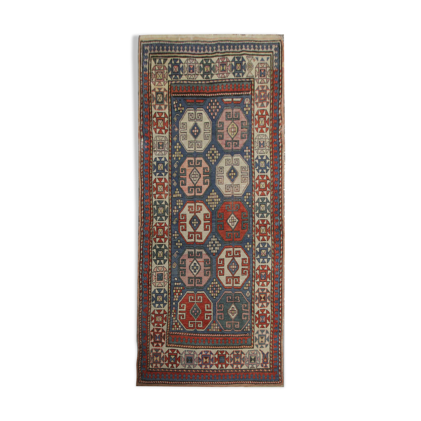 Antique Caucasian Kazak Rug From Azerbaijan 1900s- 117x240cm