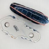Lobster barbotine signed Michel Caugant midnight blue / coral