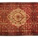 Red cream floral design runner rug long handmade oriental wool carpet 130x273cm