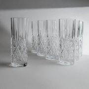 Vintage Transparent Crystal Glasses Set of 11 - Italian 1970s Tableware
