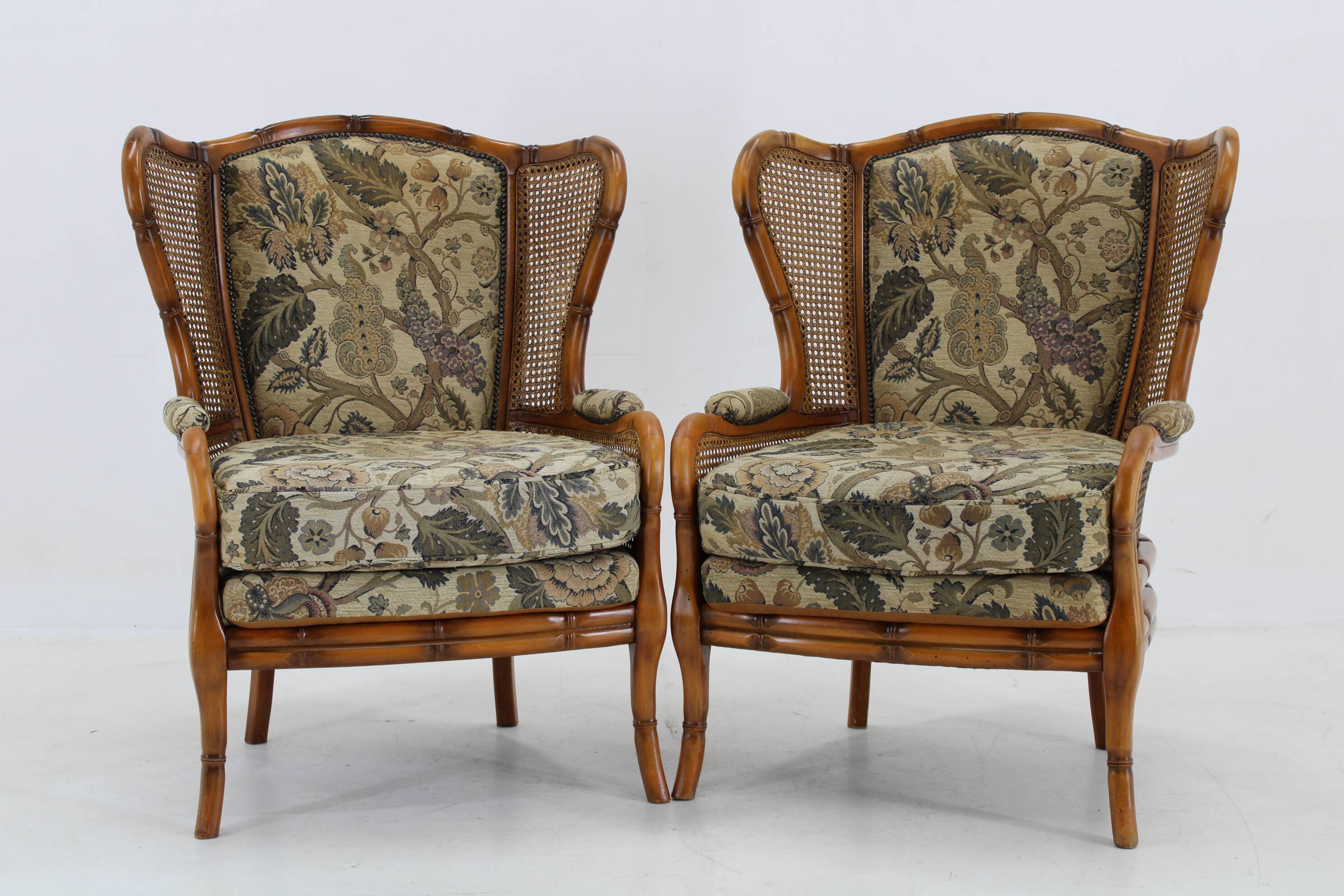 1960s Pair of Rattan Armchairs , Italy