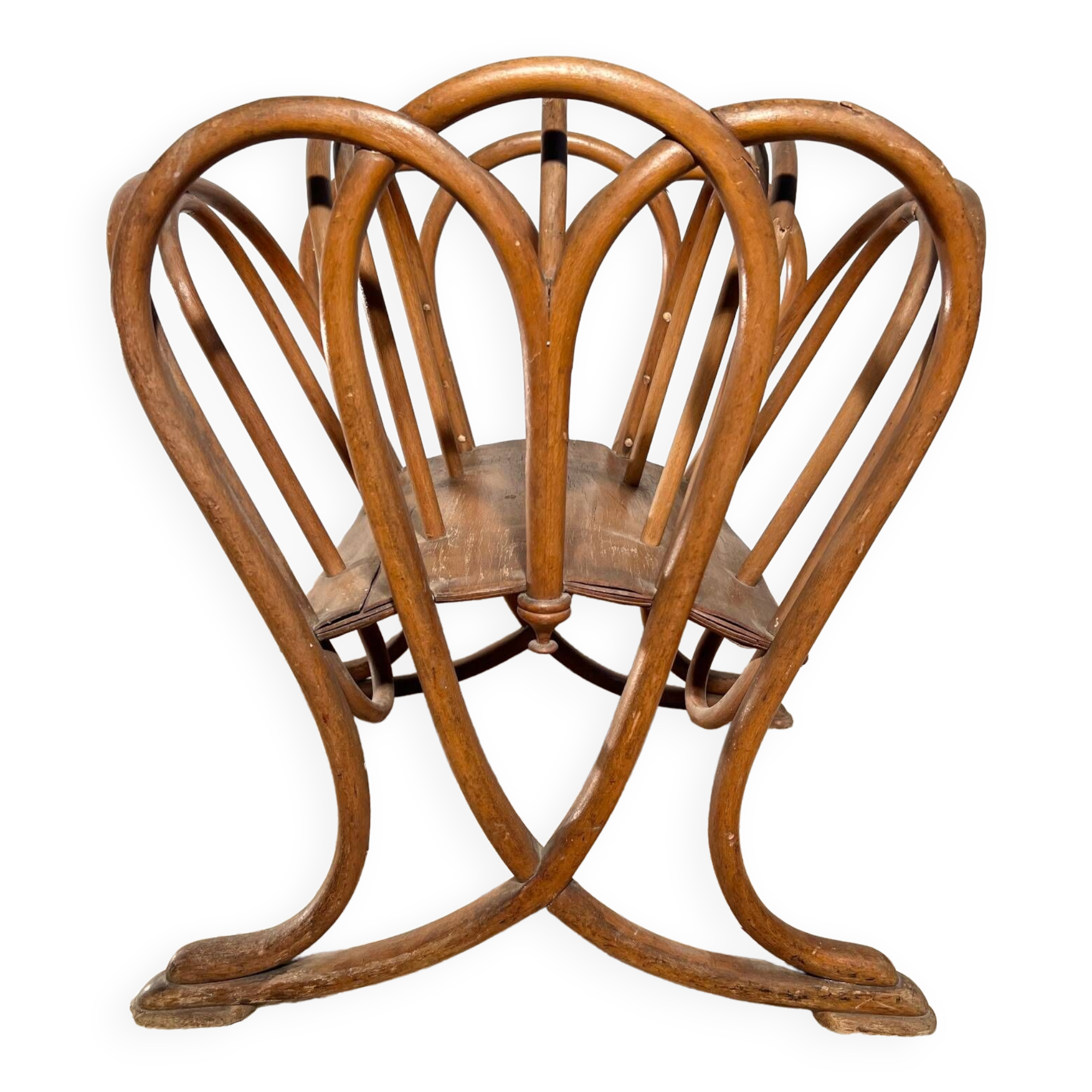 Art Nouveau sheet music or magazine holder, circa 1900, Thonet, turned beech wood