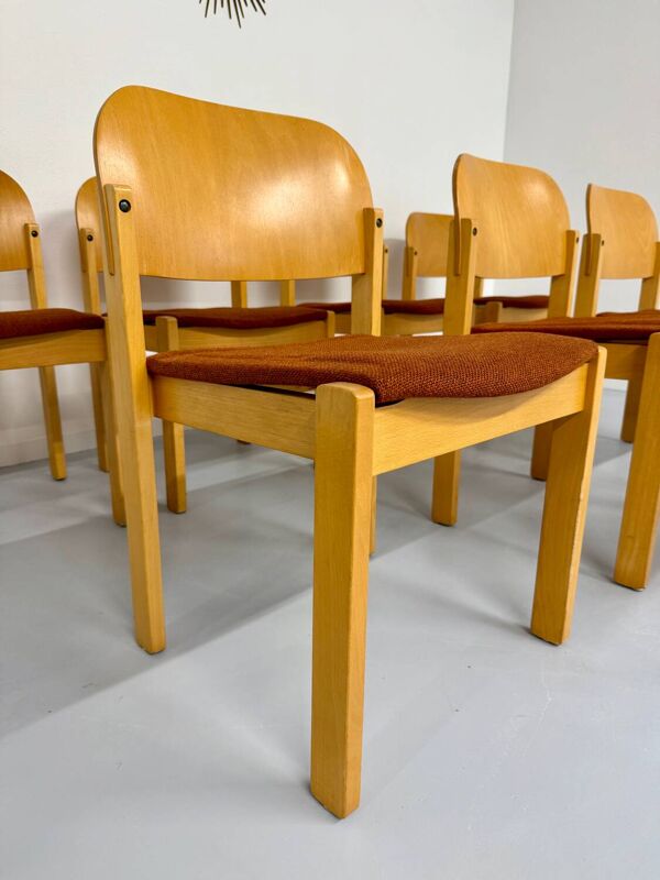 Lot 8 anciennes chaises bois  design scandinave des années 80 vintage