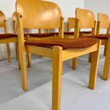 Lot of 8 old Scandinavian design wooden chairs from the 80s vintage