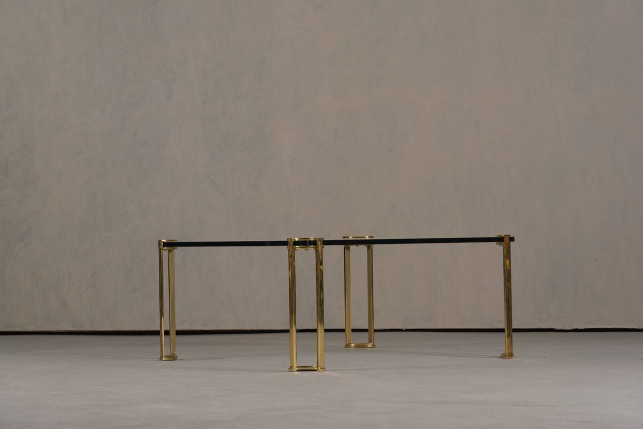 Vintage bronze and glass large coffee table by Peter Ghyczy, Germany 1970s