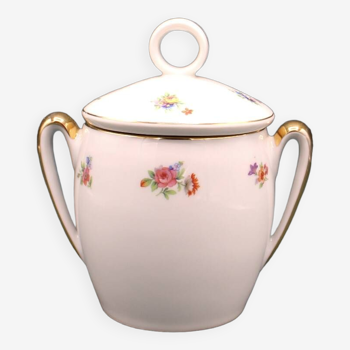 Old porcelain sugar bowl - floral decor - vintage