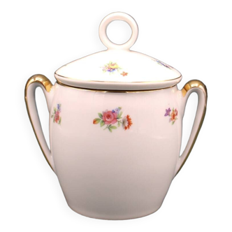 Sucrier ancien en porcelaine - décor floral - vintage