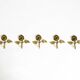 Set of five beautiful, solid mid-century brass rose wall coat hooks