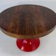 Italian Art Deco Round Table in Ziricote Wood with Red Lacquered Base, 1950