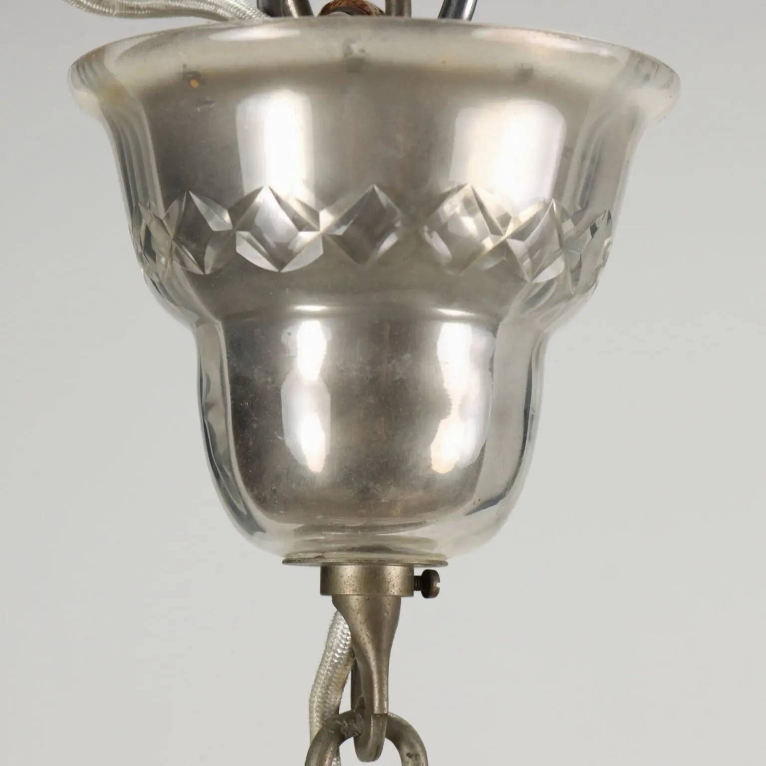 Lustre ancien 6 lumières en verre Italie XX Century