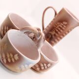 Lot of a pitcher and bowl with old pink flowers by Jean Austruy