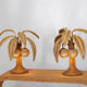 Paire de lampes «palmier» en rotin