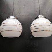 Pair of opaline pendant lights
