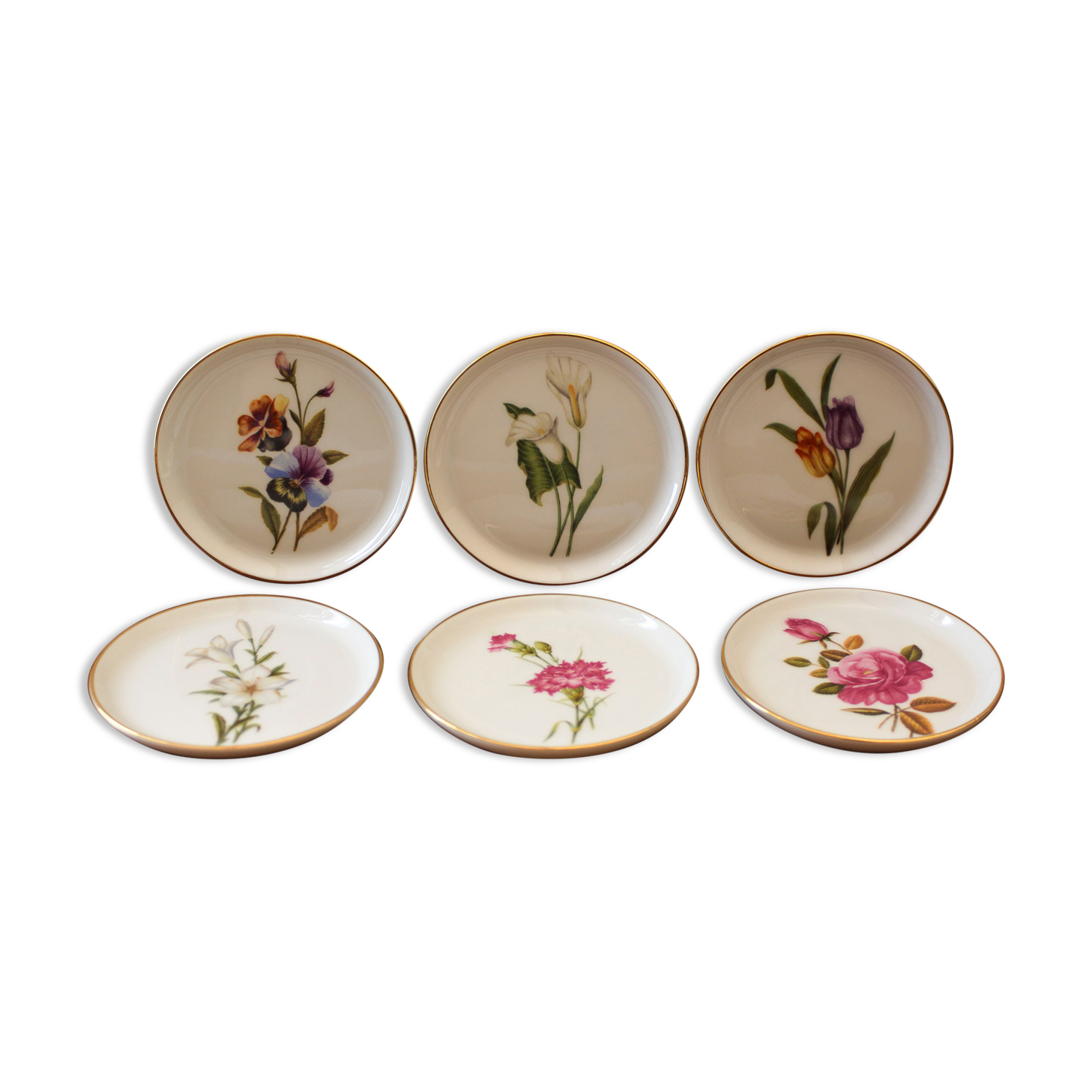 6 vintage furstenberg flower coasters