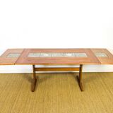 Scandinavian teak and ceramic dining room table with extensions