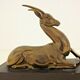 French Art Deco Clock Marble Onyx & Brass With A Bronzed Spelter Gazelle