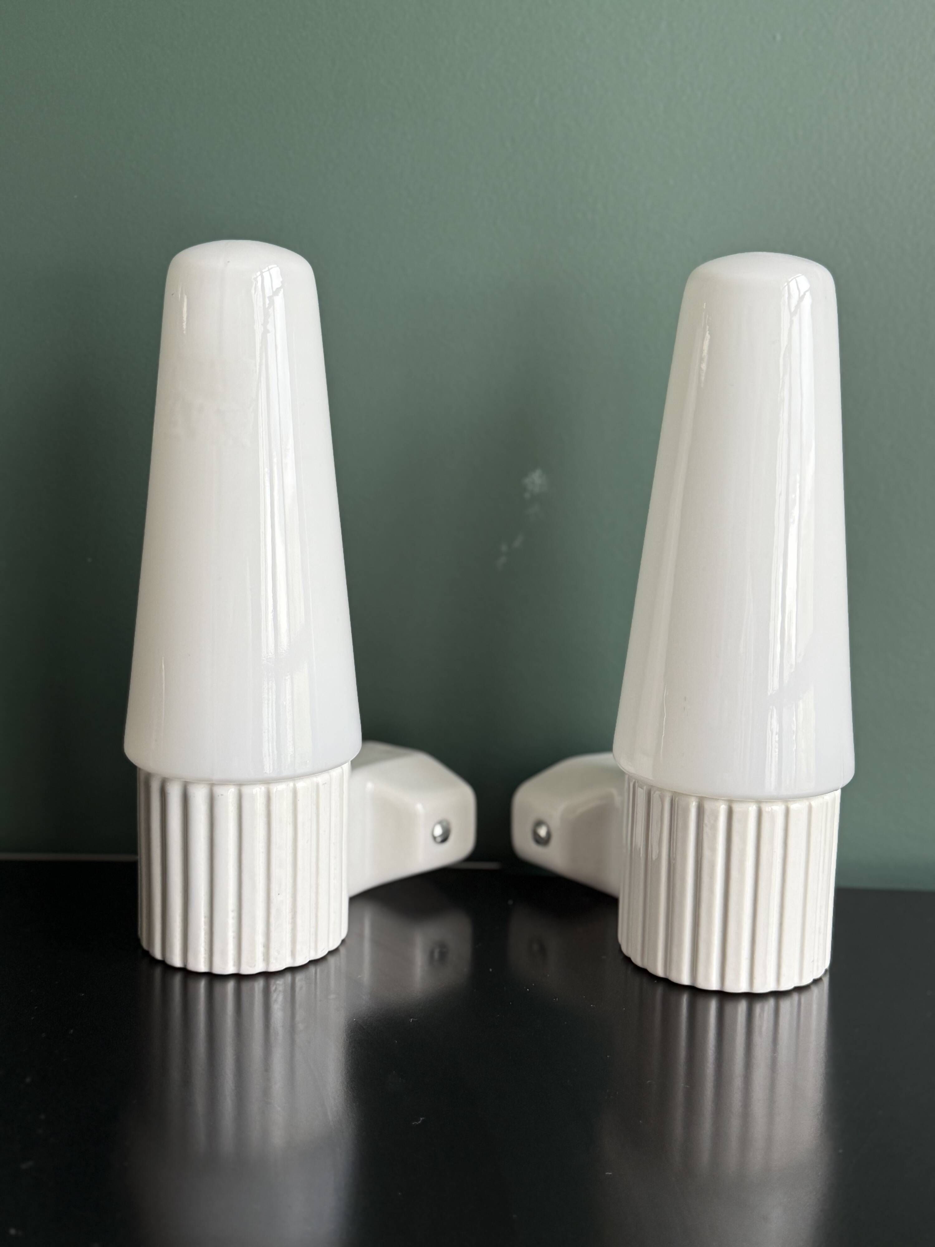 Pair of Scandinavian ceramic wall lights by Bernadotte