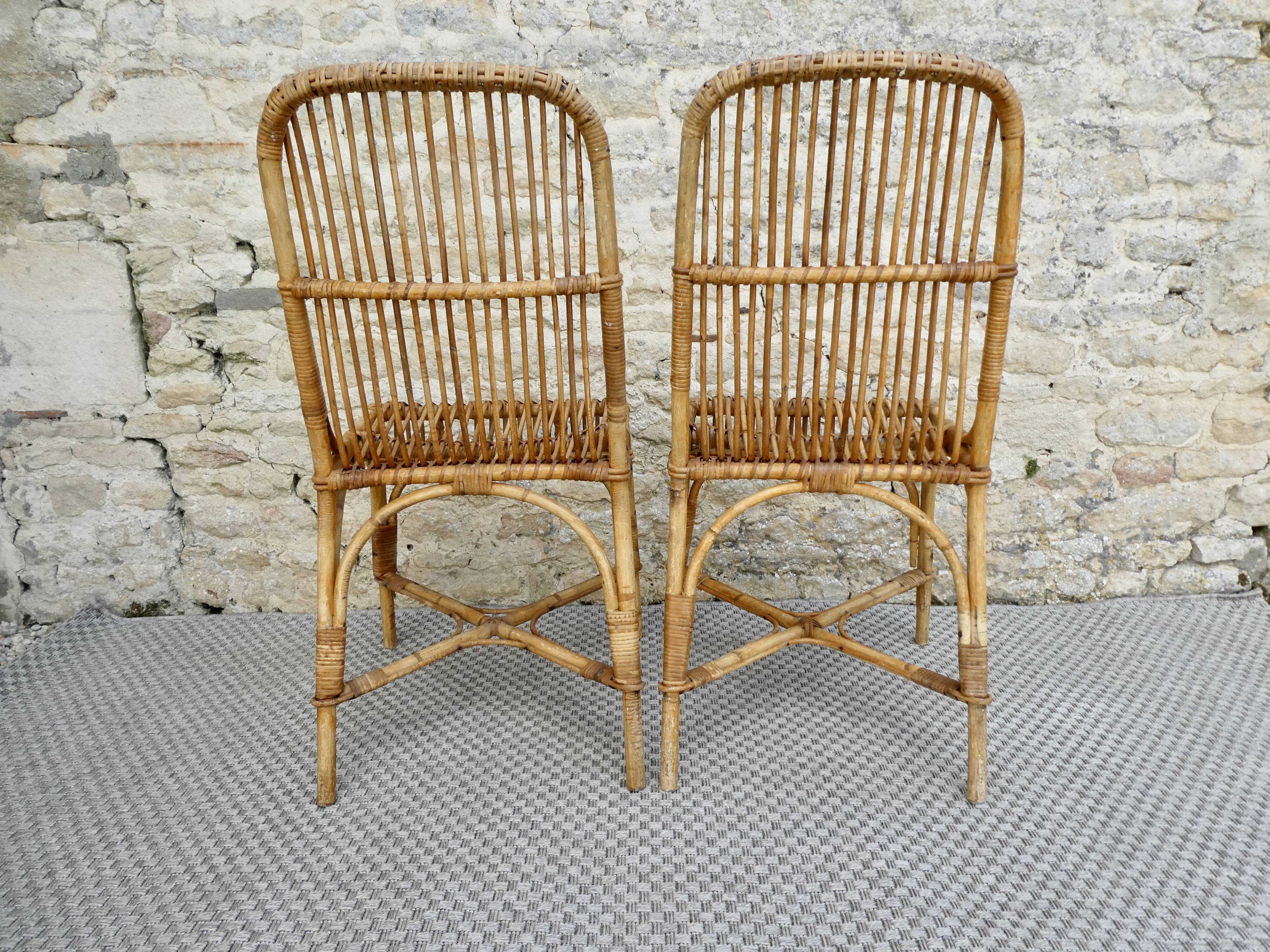 Pair of 1960s rattan chairs