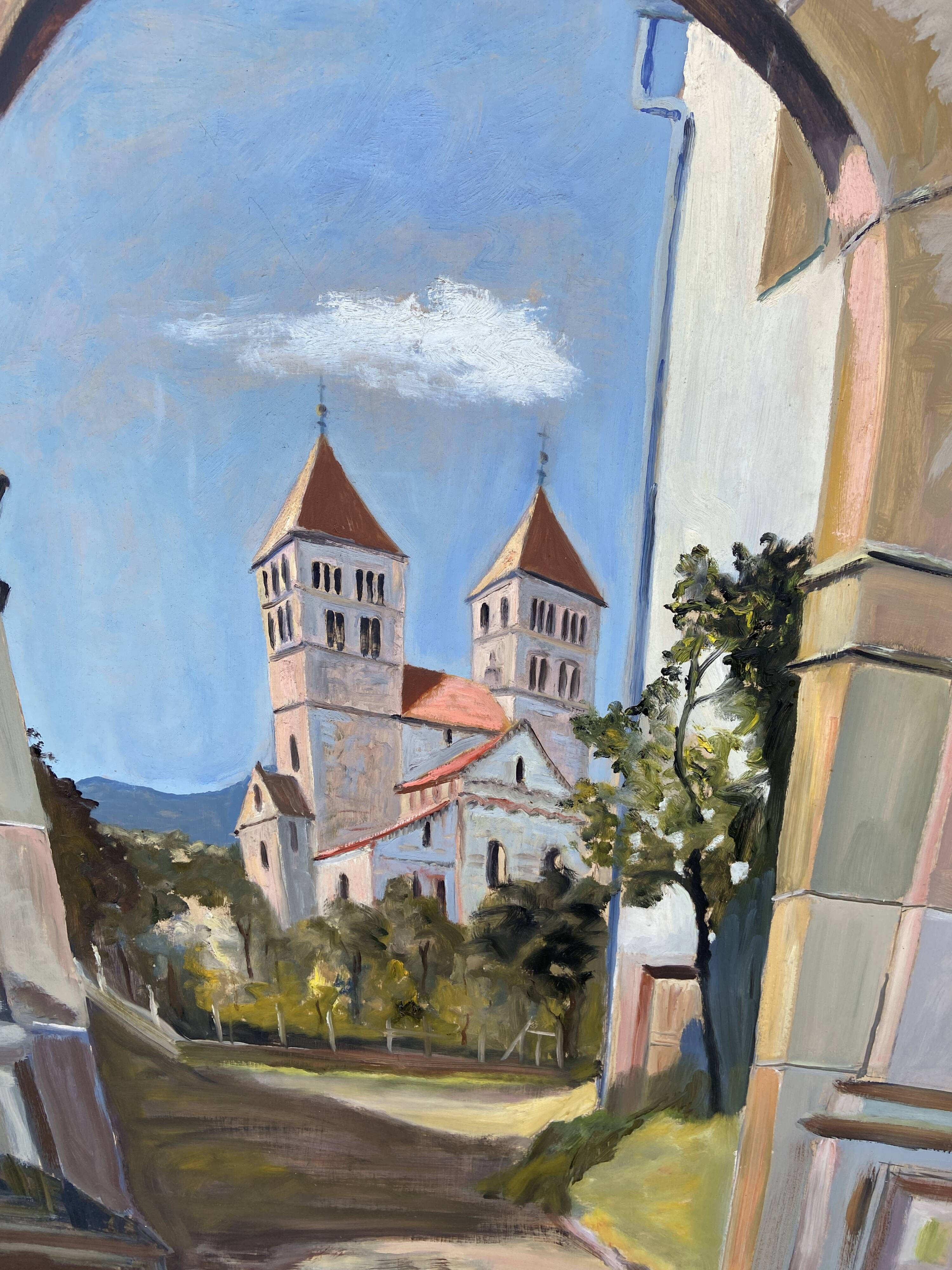 XXXL painting Alsatian landscape MURBACH Abbey By Théo Claus