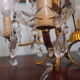 Suspension 5 lights, gold metal, glass cups with glass grapevines