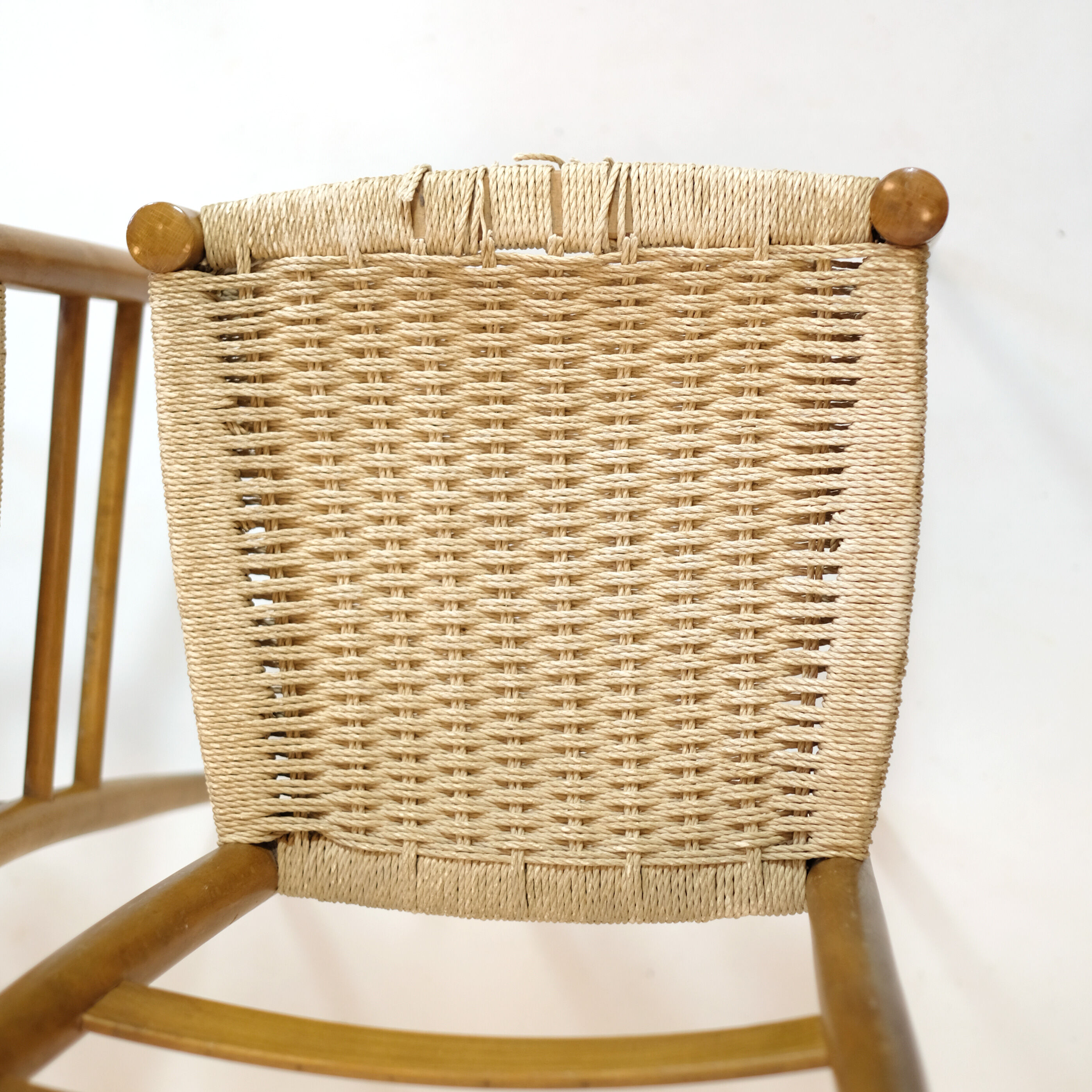 Trio of wooden chairs and rope, Italy, 1950s