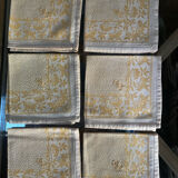 Set of 6 monogrammed damask tea towels