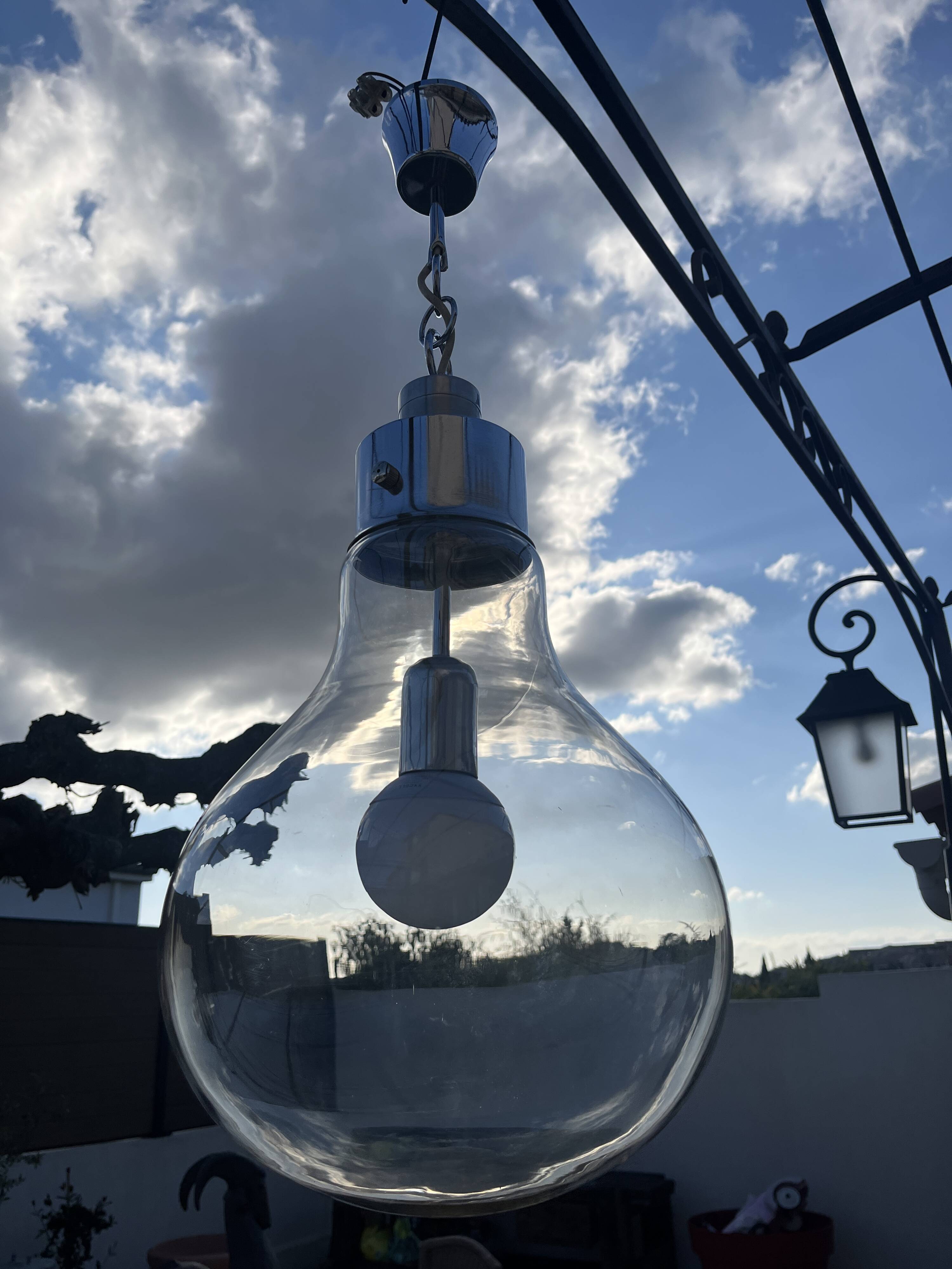 70s design smoked glass chandelier